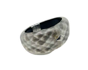 Alexis Bittar Clamper Bracelet Thick Wide Bangle Frosted Lucite Designer Signed