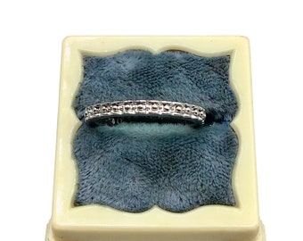 Simple Classy Silver Tone Ring Scalloped Band Eternity Ring Size 8 Signed PJM