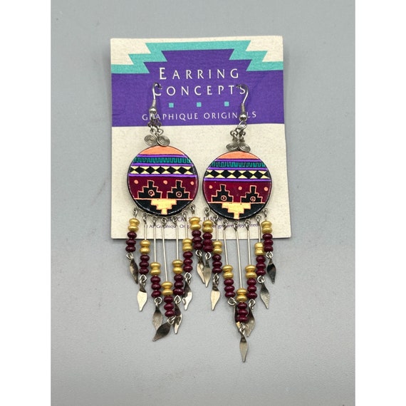 Vintage New Old Stock Ethnic Dangles Earrings Pie… - image 2