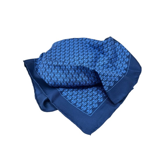 Silk Square Scarf Handkerchief Small Foulard Blue… - image 1