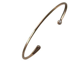 Thin And Delicate Sterling SIlver Cuff Bracelet Rose Gold Plated And CZ Stones