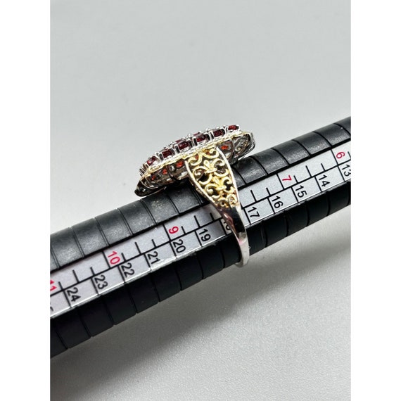Rectangular Ring with Garnets Size 8 Sterling Sil… - image 10