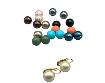 Joan Rivers Interchangeable Pearls Earrings Pierced Lever Back With Colorful Round Pearl Beads 10 in 1