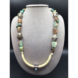 Southwestern Necklace Dyed Turquoise Multi Beads Ethnic Tribal Unusual Jewelry