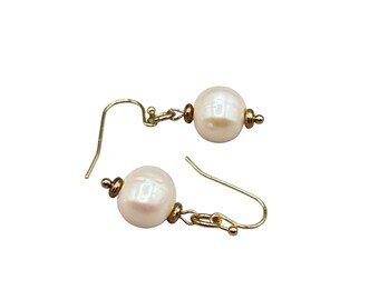 Genuine Pearls Dangle Earrings Irregular Cultivated Pearls Drops Gold Tone Hooks