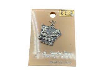 Arkansas State Charm Sterling Silver Arkansas Map Pendant Vintage