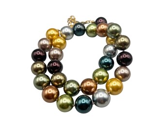 KJL Pearls Necklace Kenneth Jay Lane Multicolor Faux 14mm Pearls Glass Pearls Beaded Necklace