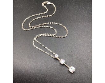 Sterling Silver Trilogy Pendant Necklace CZ 925 Silver Chain with Clear Stones