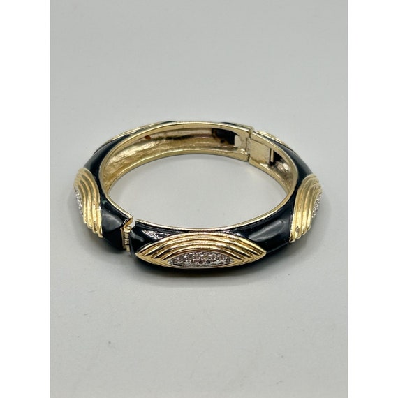 Women\'s Brass Bangle Watch and Bracelet Set Gold Black Crystal Enamel Jewelry Amazon.com: Anne Klein Women main image 3