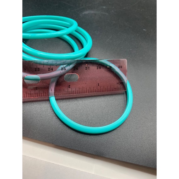 Thin Plastic Bracelets Lot of 5 Plain Turquoise T… - image 5