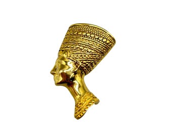 Vintage Gold Tone Nefertiti Pin Brooch Pin Egyptian Queen Profile Jewelry Accessory