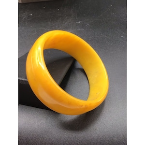 Vintage Wide Bakelite Bracelet in Butterscotch Color Rigid Retro Plastic Bangle