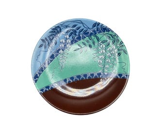 Vintage Nabeshima-Ya Seiji Sometsuke Sabie Miniature Fine Porcelain Plate 1982 Japan