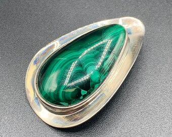 Malachite Pendant Sterling Silver DTR Jay King Desert Rose Trade Genuine Green Stone Drop Shaped