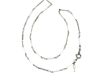 Vintage Trifari Chain Necklace Silver Tone 15" Long
