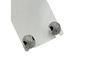 Swarovski Earrings Crystal Pave & Black Enamel Studs Small Dainty Earrings