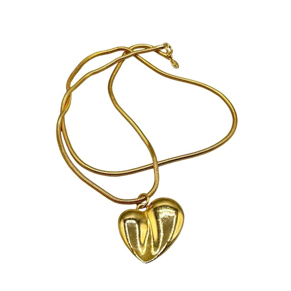 Vintage Carolee Heart Necklace 90s Long Snake Coi… - image 1