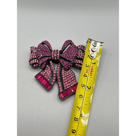 Vintage Signed Vendome Pink Rhinestones Ribbon Bo… - image 6