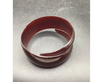 Vintage Celluloid Bracelet Bangle Cherry Root Beer Color Early Plastic Jewelry