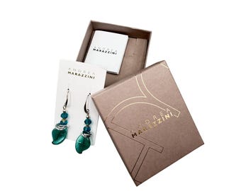 Andrea Marazzini Earrings Murano Glass Aqua Blue Drops Beaded Dangles
