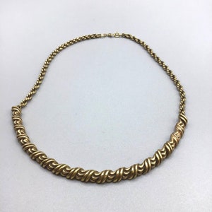 Signed Monet Semi Rigid Necklace Gold Tone Rope Twisted Classic Costume Jewelry