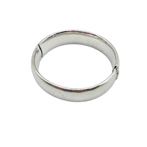 Brushed Silver Tone Bangle Hinged Simple 70s Costume Jewelry Rigid Bracelet