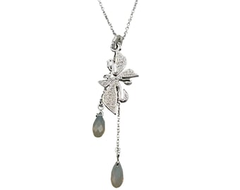 Swarovski Signature Swan Pendant Necklace Butterfly Flower with Crystal Drops