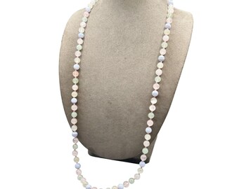 Pastel Color Rose Quartz Necklace Blue Lace Agate Aventurine Hand Knotted Stones