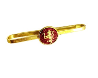 Enamel Lion Crest Tie Bar Or Money Clip True Vintage Man Accessory Gold Tone