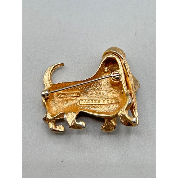 Signed BOUCHER Basset Hound Dog Pin Brooch Gold T… - image 4
