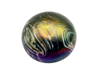 Vintage Robert Eickholt 1976  Iridescent Swirl Glass Paperweight Small 2.5"
