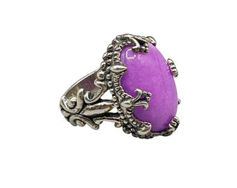 CAROLYN POLLACK Relios Ring Size 8 Genuine Oval Charoite Sterling Silver Ring