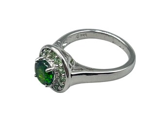 Green Sterling Silver Ring Size 8 Silver 925 Retired QVC Designer Jewelry