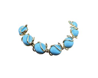 Short 13" Choker Necklace Baby Blue Mid Century Plastic Jewelry