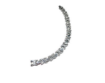 XOXO Stainless Steel Bracelet 7.5" Long Simple Sleek Silver Color Link Bracelet