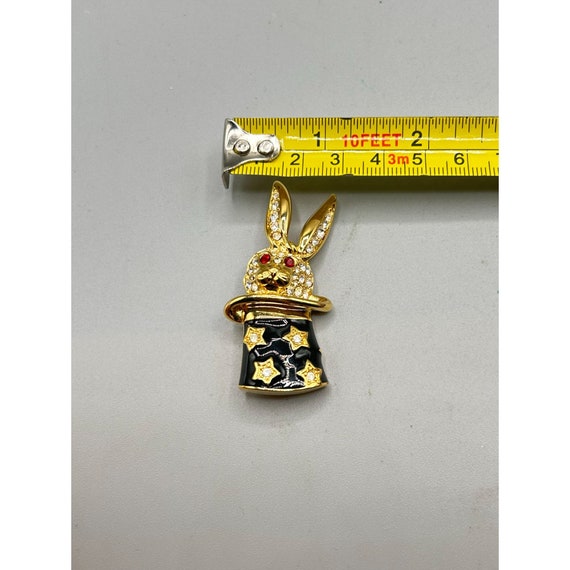 KJL Magic Bunny Rabbit in Magician Hat Pin Brooch Gold Tone