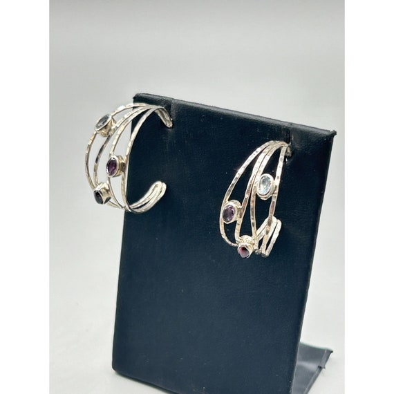 Sterling Silver & Semi Precious Stone Earrings Pi… - image 4
