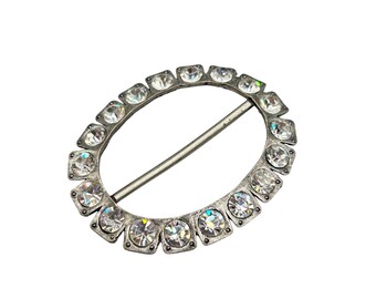 Vintage Antique H. POMERANTZ Belt Buckle With Clear Glass Stones