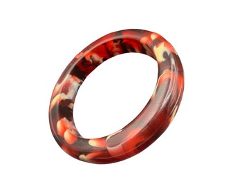 Chunky Plastic Bracelet Red White Black Swirls Marble Unusual Colors