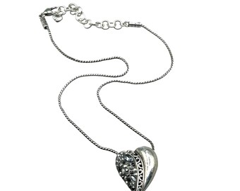 Retired Brighton Spread The Light Heart Necklace Puffy Heart with Crystals
