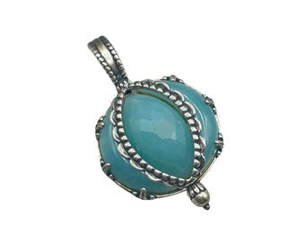 CAROLYN POLLACK Milky Aquamarine Enhancer Pendant Sterling Silver 925 Southwestern