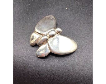 Vintage Made in Israel Butterfly Brooch Pin Sterling Silver Simple Signed Pin