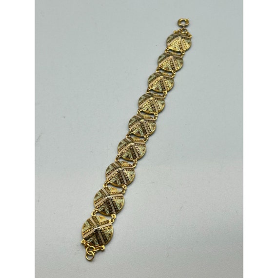 Vintage Toledo Ware Style Link Bracelet Gold Tone… - image 2