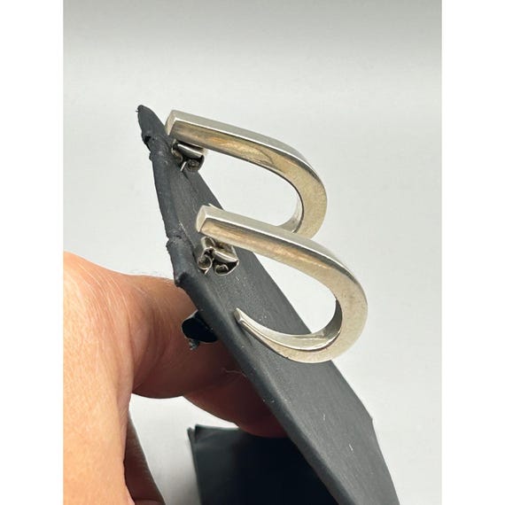 Solid Sterling Silver 925 Hook Shaped Earrings Op… - image 5