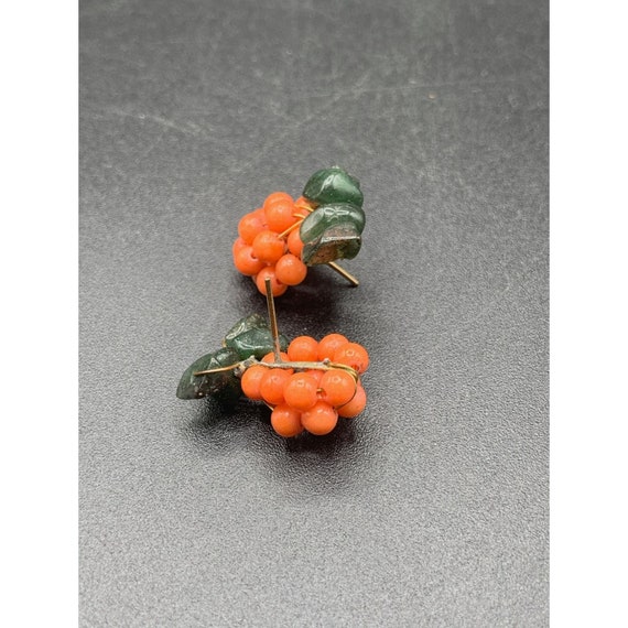 Coral Earrings Beaded Clusters Berry Earrings Wit… - image 3