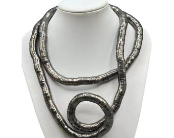 Vintage 90s Bendable Snake Necklace Or Bracelet Adjustable Flexible Fit Silver Tone