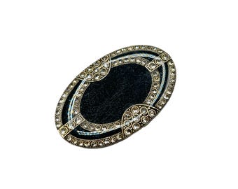 Vintage Pierre Bex Pin Brooch Art Deco Inspired Trombone Clasp Oval Shape