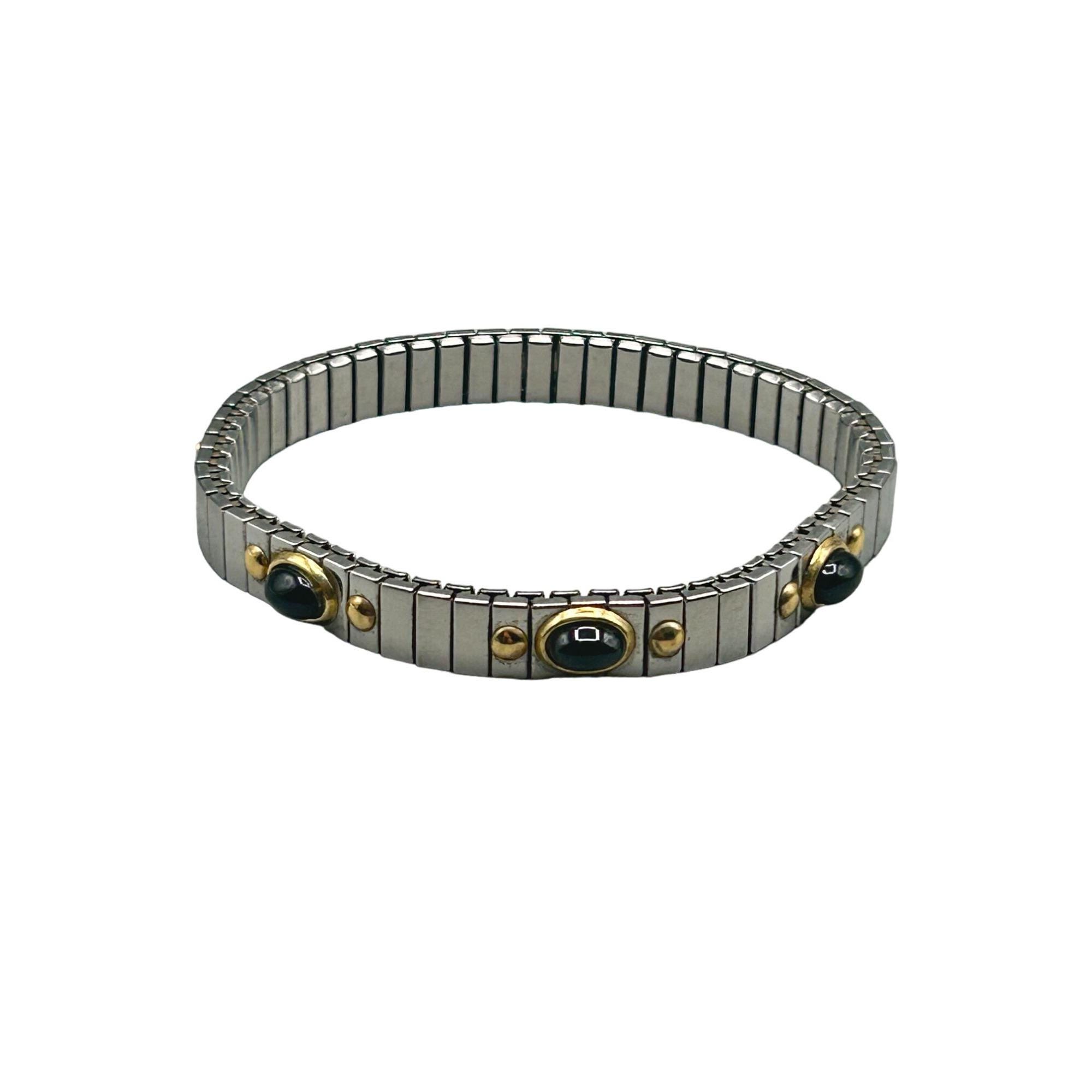 Zoppini Italy Stainless Steel Stretch Bracelet Black Onyx 750 18k