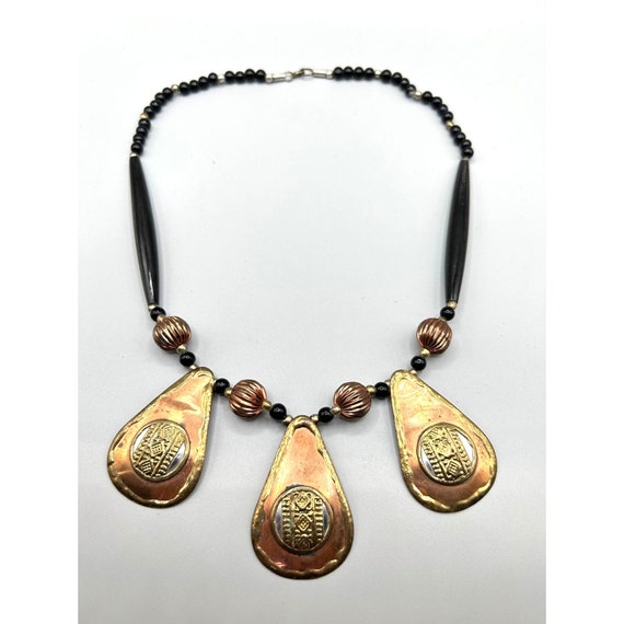 Brutalist Mixed Metals Necklace Handmade 70s Jewe… - image 2