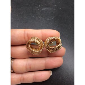 Twisted Ropes Knot Earrings Gold Tone Studs Pierced Vintage Costume Jewelry